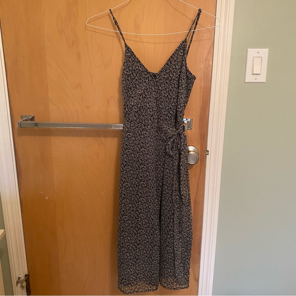 Black floral midi wrap dress Abercrombie